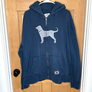 The Black Dog Full Zip Sweatshirt Hoodie Men's XL Blue Gray Dog Heavyweight